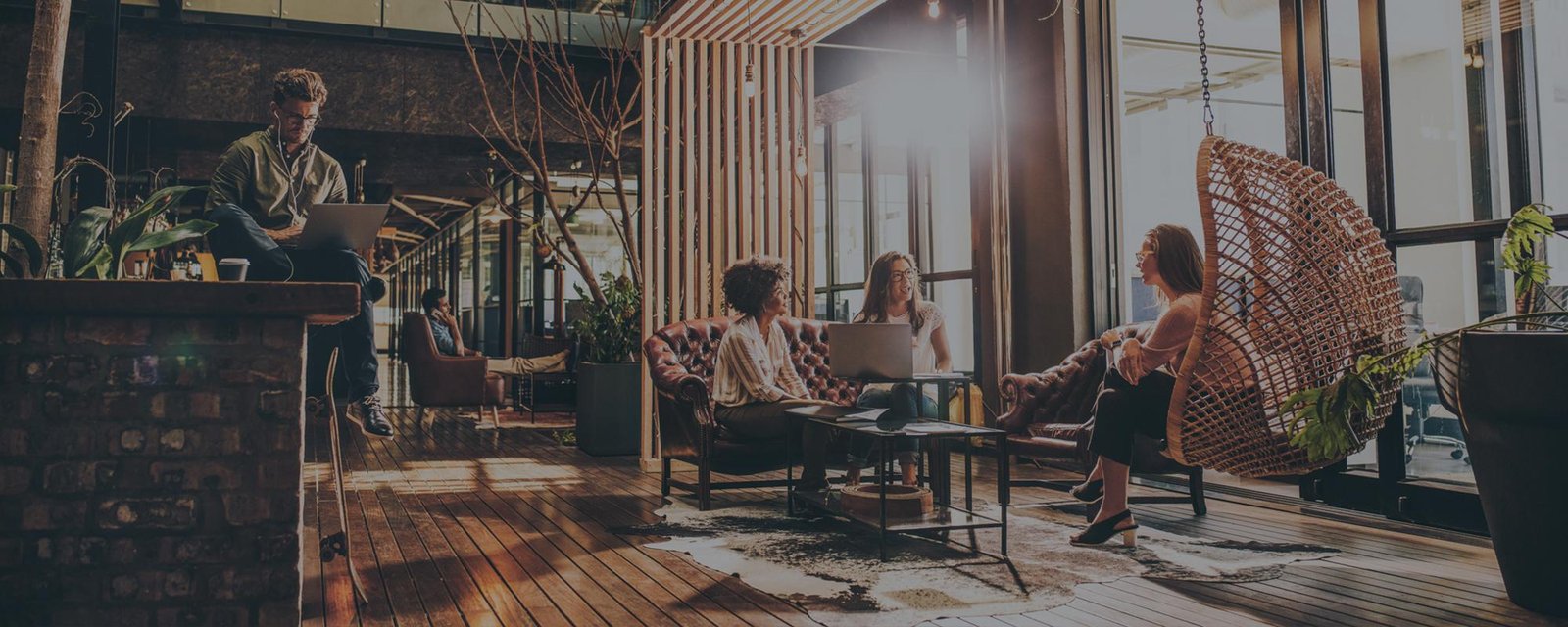 People working together in a shared business space